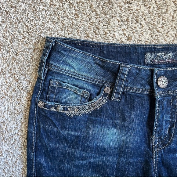 Silver Suki Dark Wash Boot Cut Jeans Midrise Casual Western Size 28 - Picture 3 of 11
